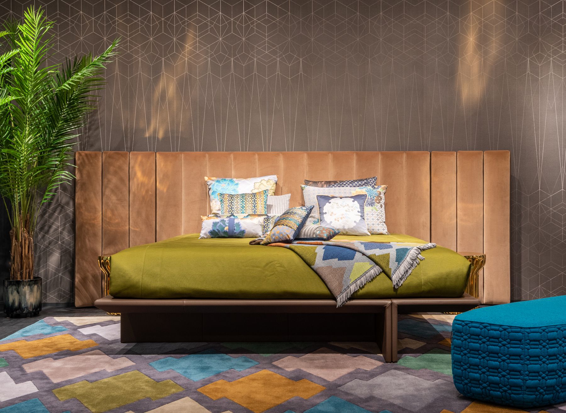 Pattern and tactile details in a finished bedroom